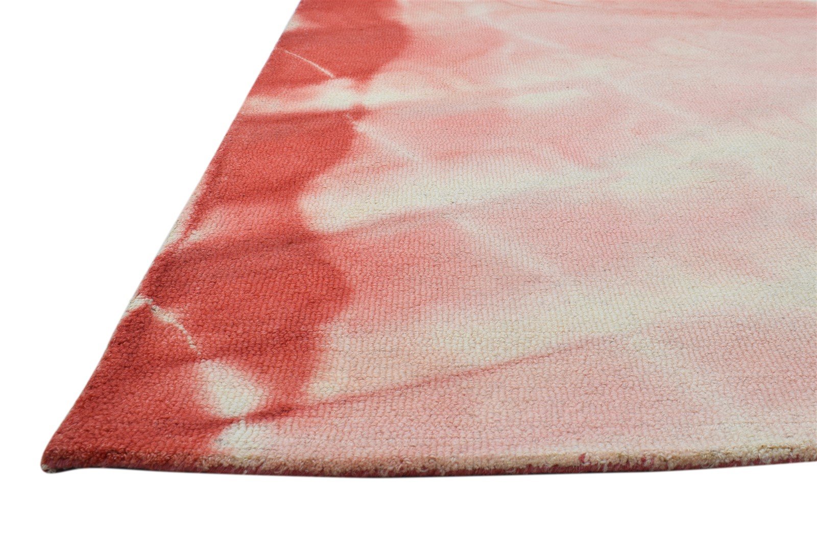 5' X 8' Rug Wool Red Modern Hand Tufted Shibori Tie Dye Room Size Carpet Area Rug
