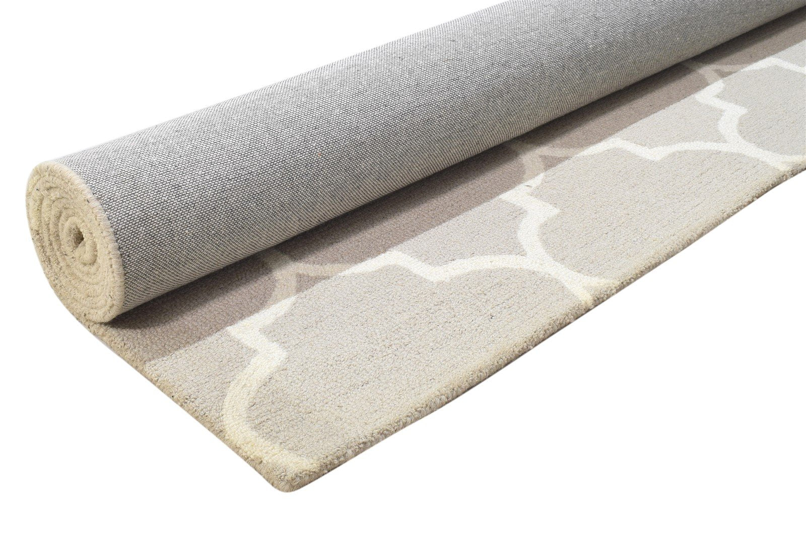 Wool Beige Rug 5' X 8' Modern Hand Tufted Moroccan Trellis Room Size Carpet Area Rug