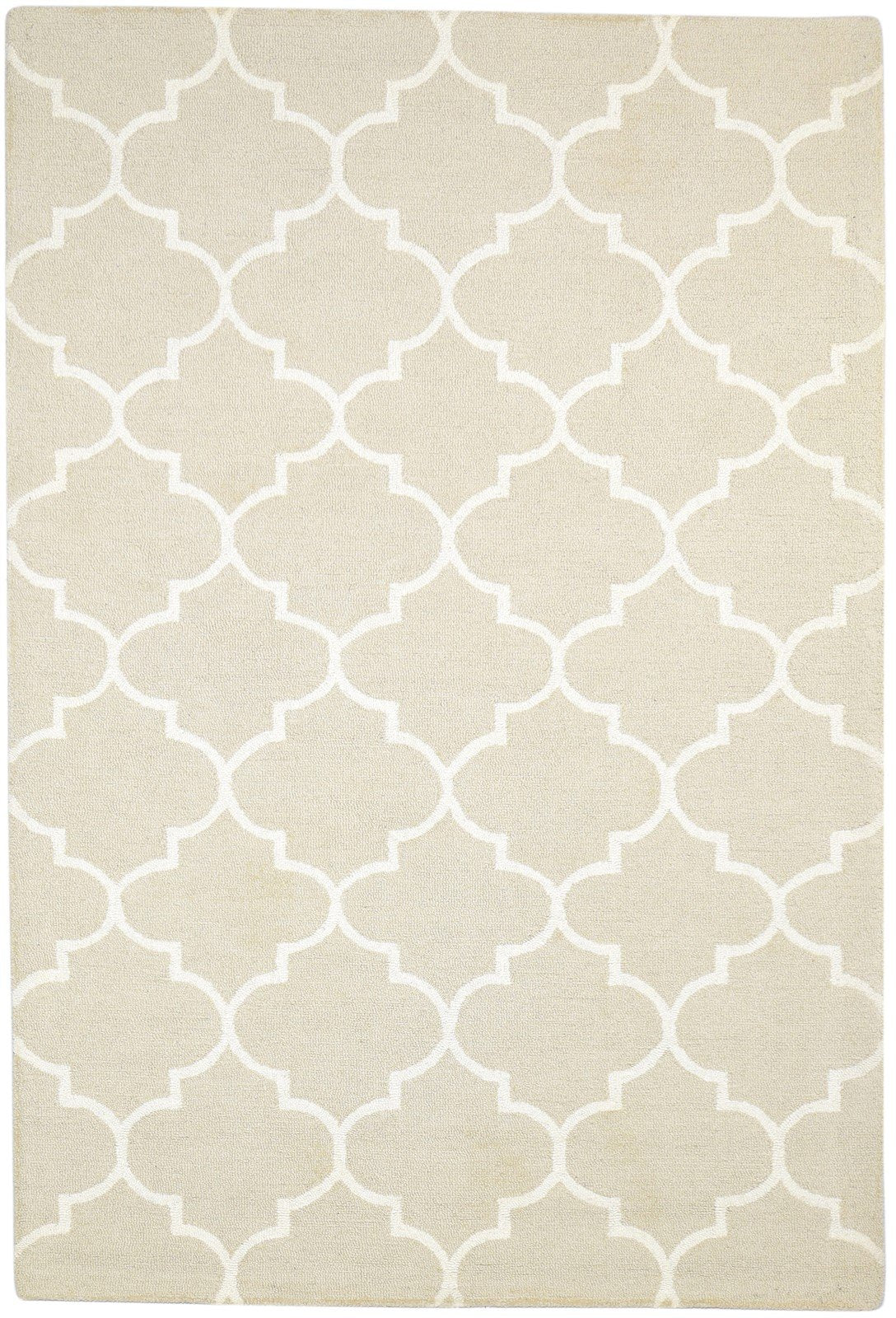 Wool Beige Rug 5' X 8' Modern Hand Tufted Moroccan Trellis Room Size Carpet Area Rug