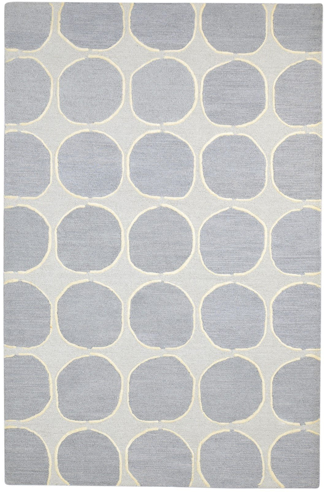 Wool Grey Rug 5' X 8' Modern Hand Tufted Indian Circles Room Size Carpet Area Rug
