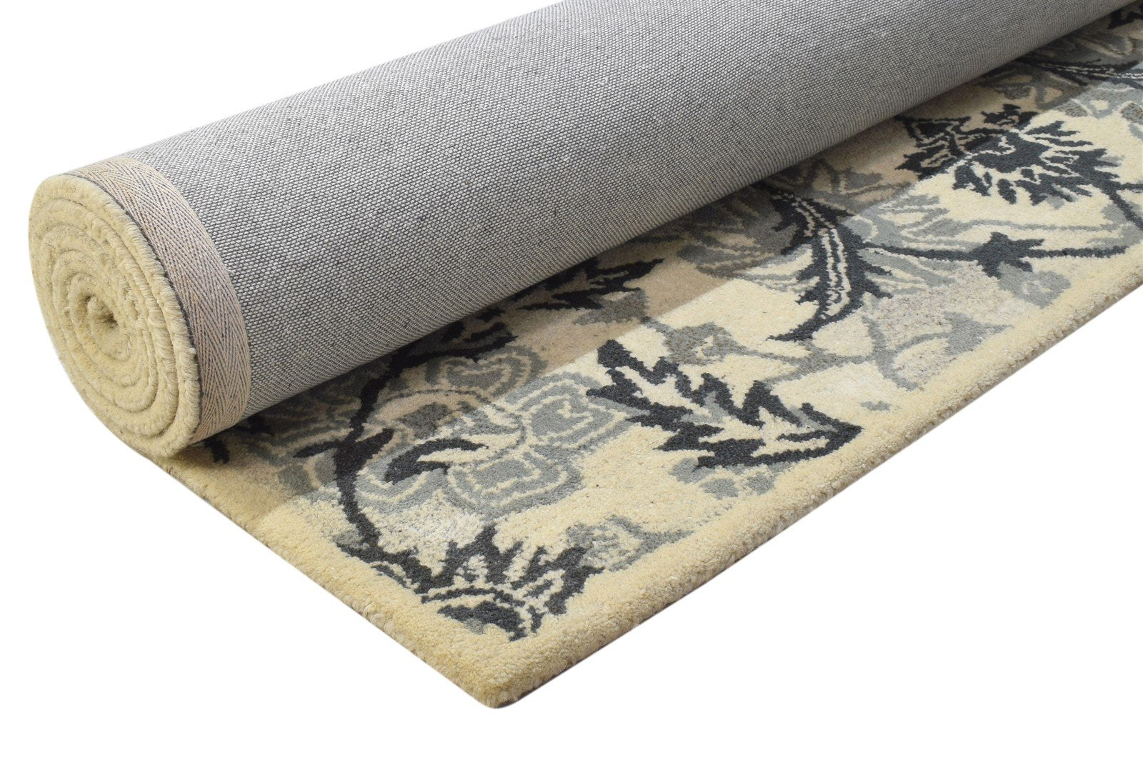 Hand Tufted Grey Wool Rug 5' X 8' Modern French Floral Room Size Carpet Area Rug