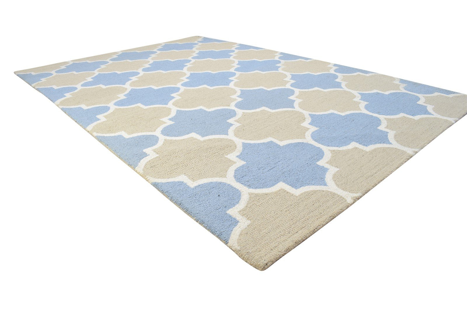 Wool Beige Rug 5' X 8' Modern Hand Tufted Moroccan Trellis Room Size Carpet Area Rug