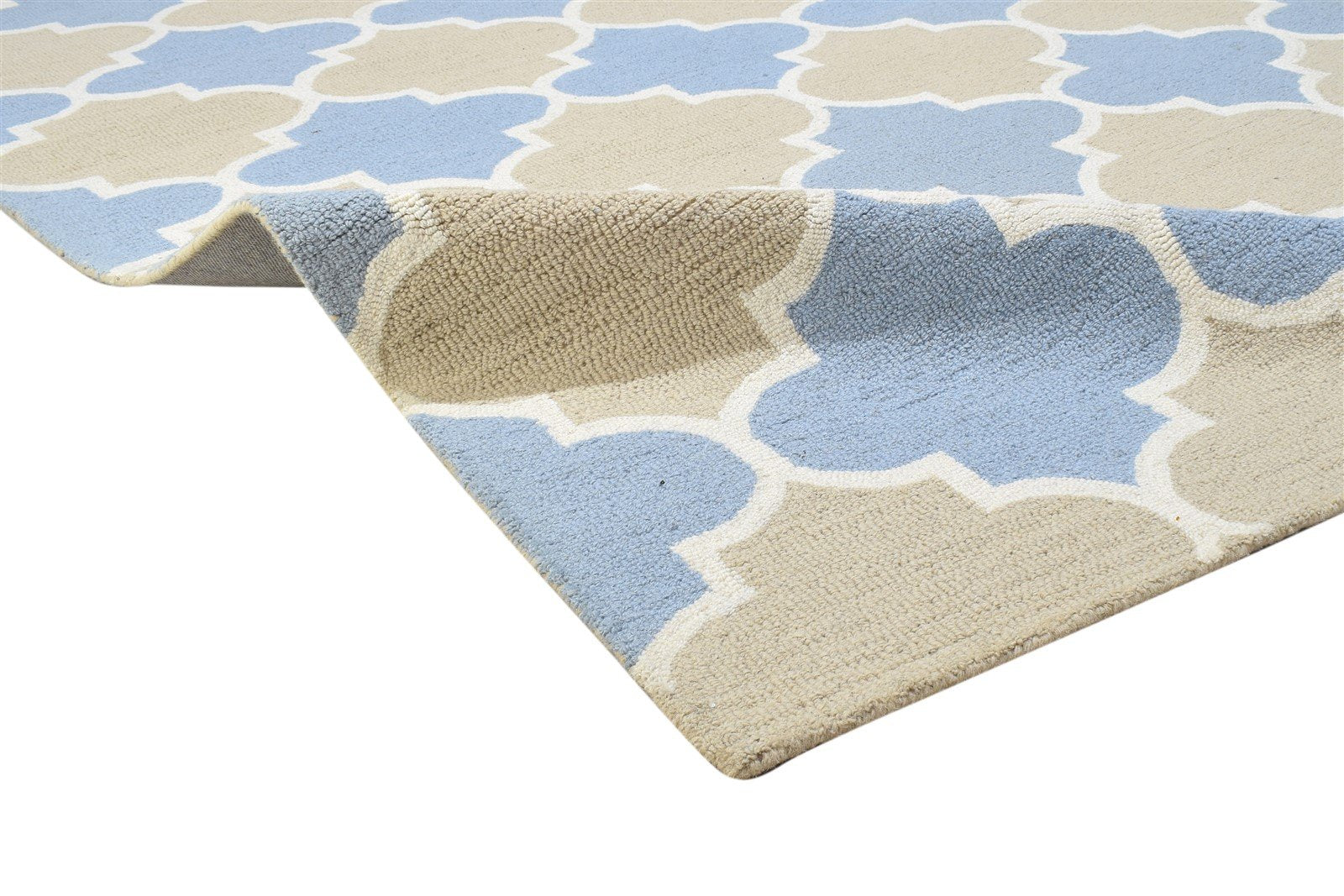 Wool Beige Rug 5' X 8' Modern Hand Tufted Moroccan Trellis Room Size Carpet Area Rug