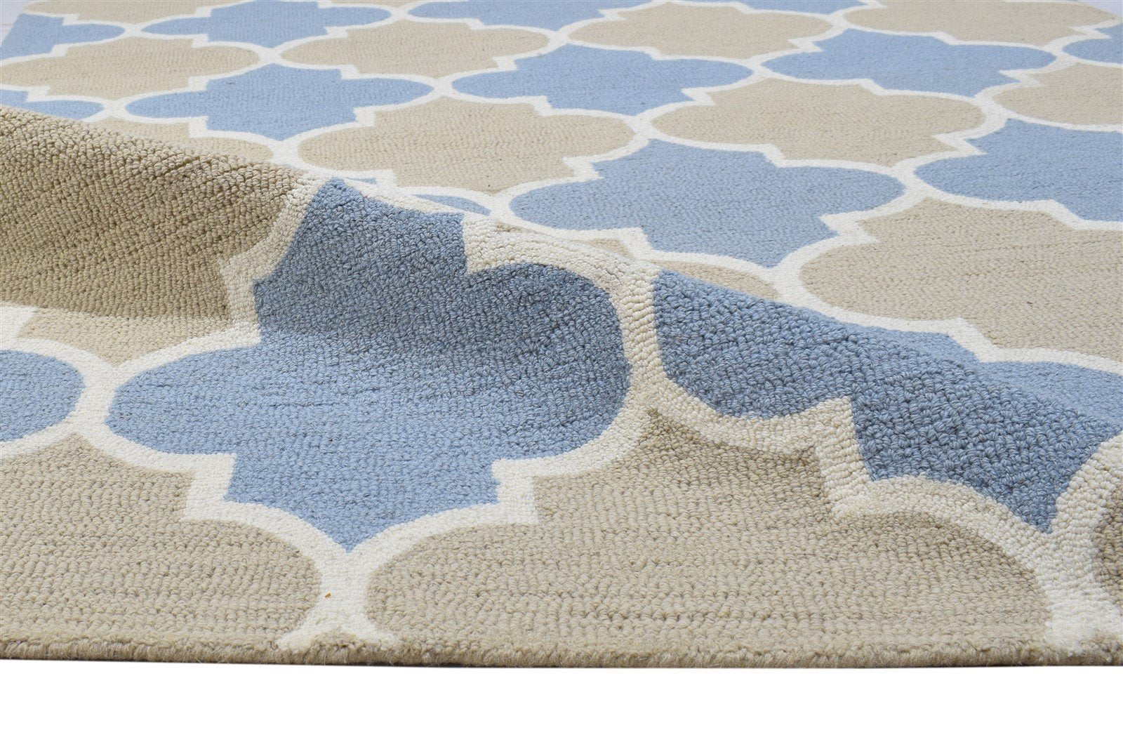 Wool Beige Rug 5' X 8' Modern Hand Tufted Moroccan Trellis Room Size Carpet Area Rug