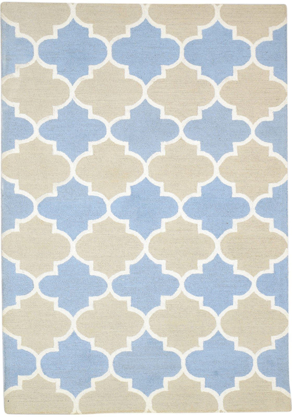 Wool Beige Rug 5' X 8' Modern Hand Tufted Moroccan Trellis Room Size Carpet Area Rug