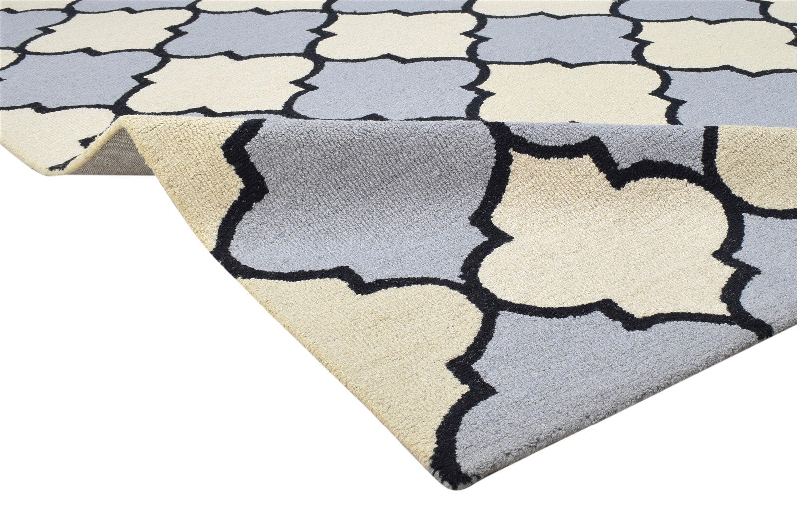 Hand Tufted Blue Wool Rug 5' X 8' Modern Moroccan Trellis Room Size Carpet Area Rug