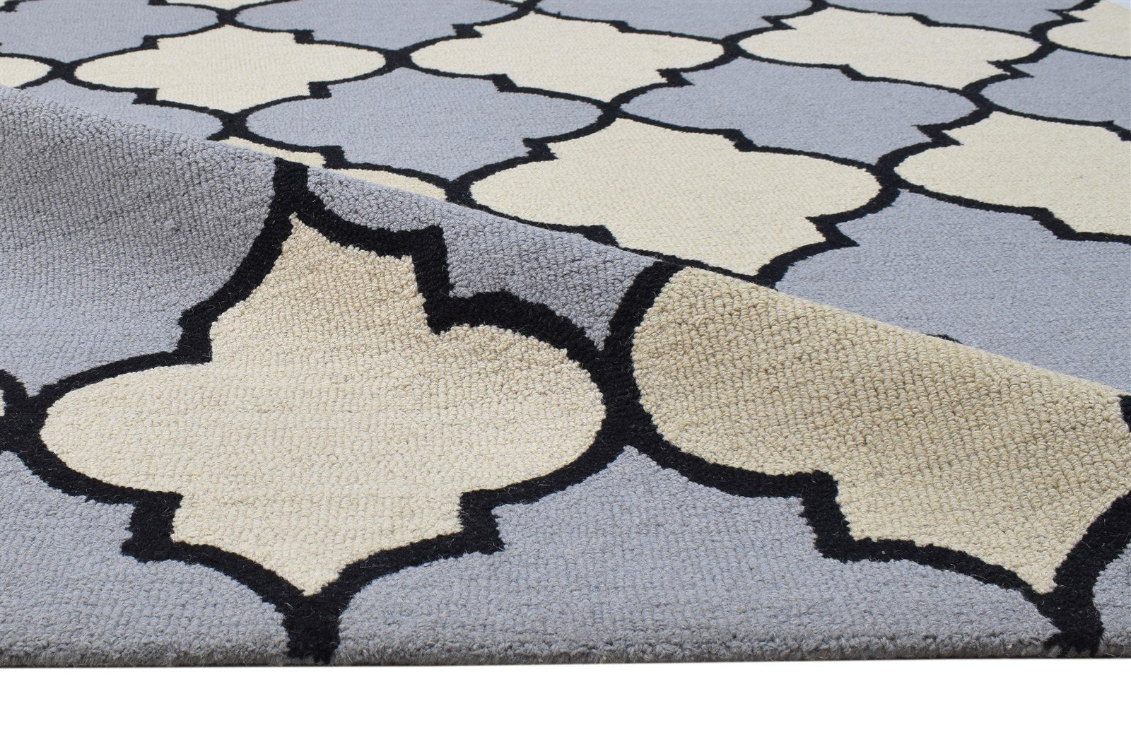 Hand Tufted Blue Wool Rug 5' X 8' Modern Moroccan Trellis Room Size Carpet Area Rug