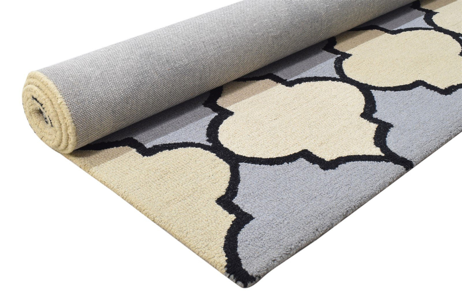 Hand Tufted Blue Wool Rug 5' X 8' Modern Moroccan Trellis Room Size Carpet Area Rug