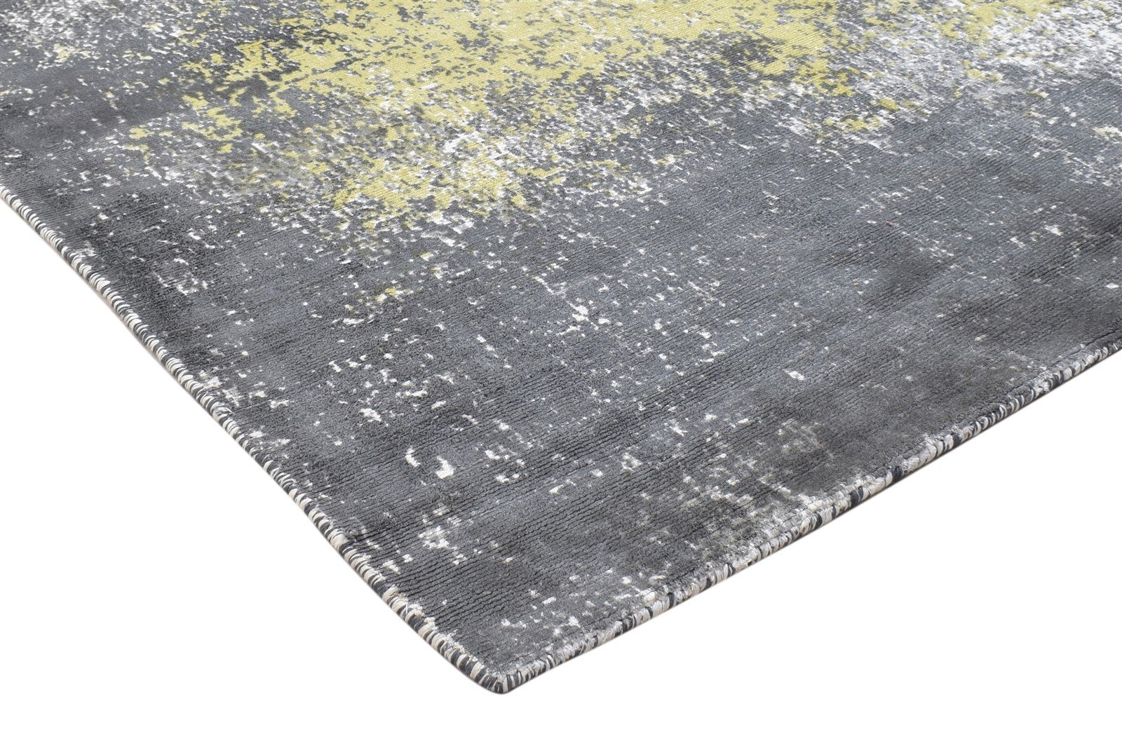 Hand Woven Charcoal Silk Rug 5' X 6' Modern Indian Abstract Room Size Carpet Area Rug