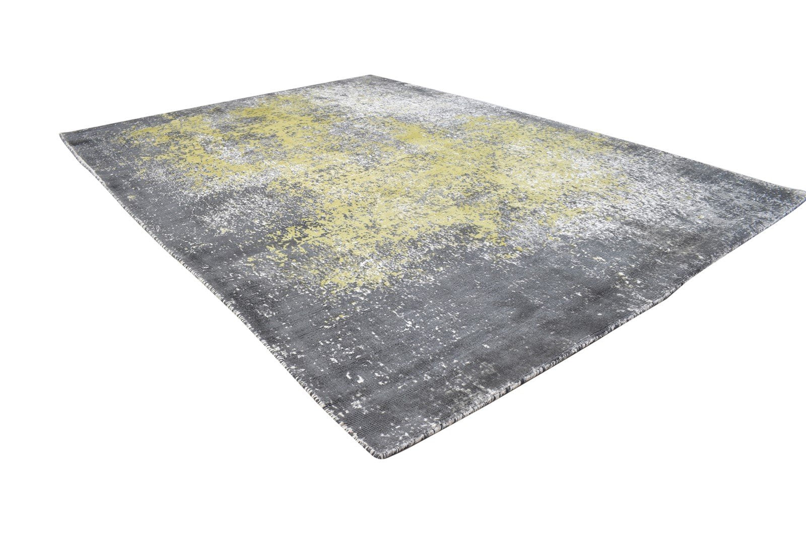 Hand Woven Charcoal Silk Rug 5' X 6' Modern Indian Abstract Room Size Carpet Area Rug