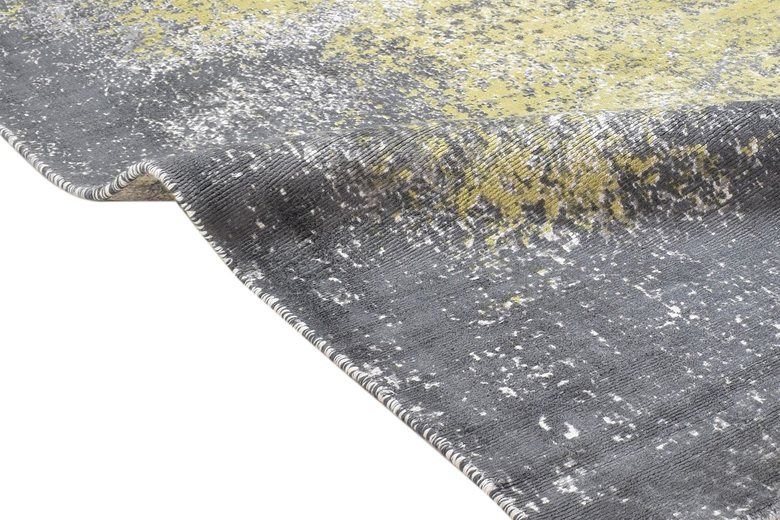 Hand Woven Charcoal Silk Rug 5' X 6' Modern Indian Abstract Room Size Carpet Area Rug