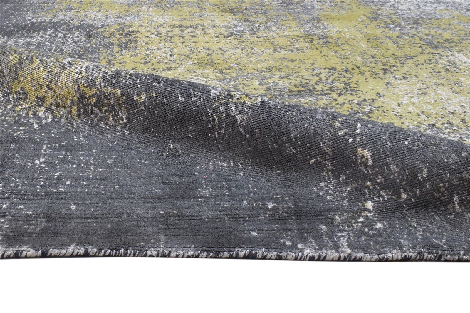 Hand Woven Charcoal Silk Rug 5' X 6' Modern Indian Abstract Room Size Carpet Area Rug