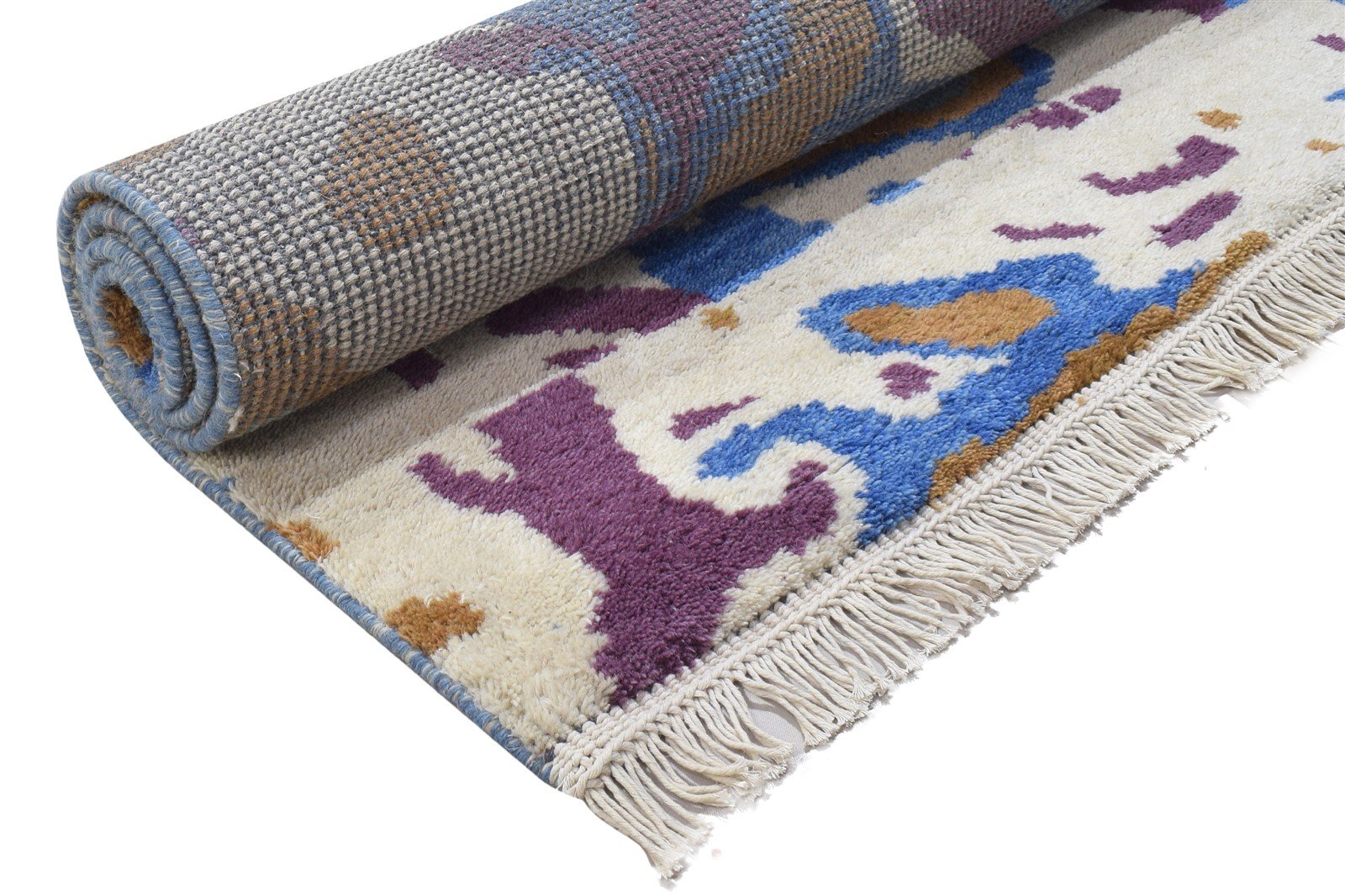3' X 5' Rug Wool Blue Modern Hand Knotted Bohemian Abstract Small Carpet Area Rug