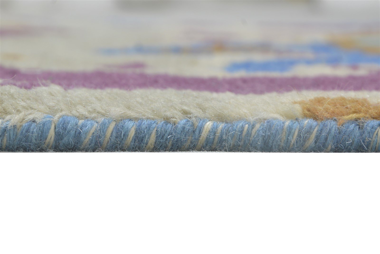 3' X 5' Rug Wool Blue Modern Hand Knotted Bohemian Abstract Small Carpet Area Rug