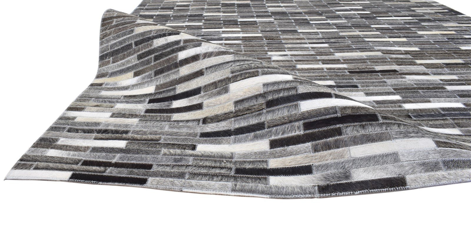 Tova 5X7 Rug Leather Charcoal Modern Hand Woven Scandinavian Striped 7860683538581