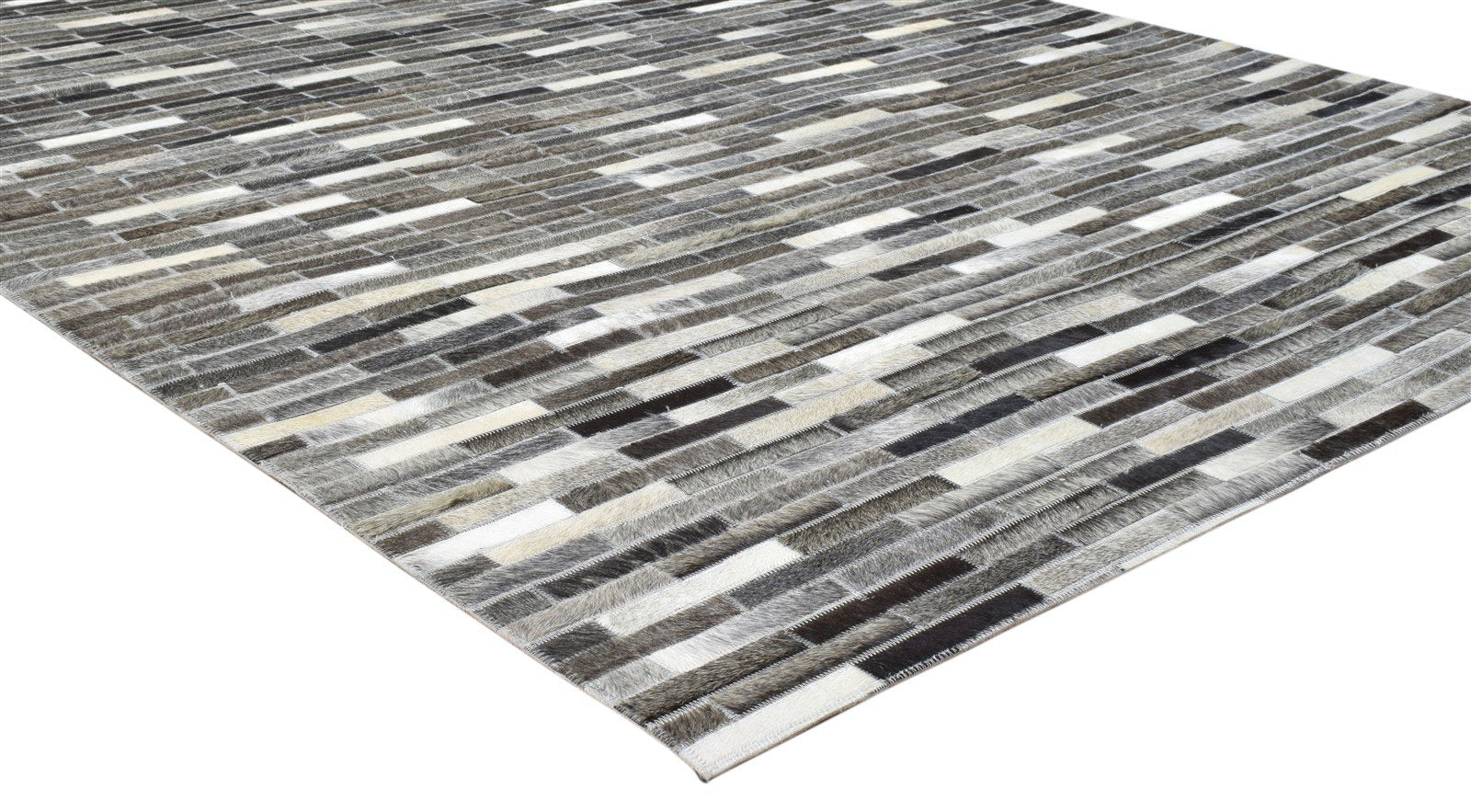 Tova 5X7 Rug Leather Charcoal Modern Hand Woven Scandinavian Striped 7860683538581