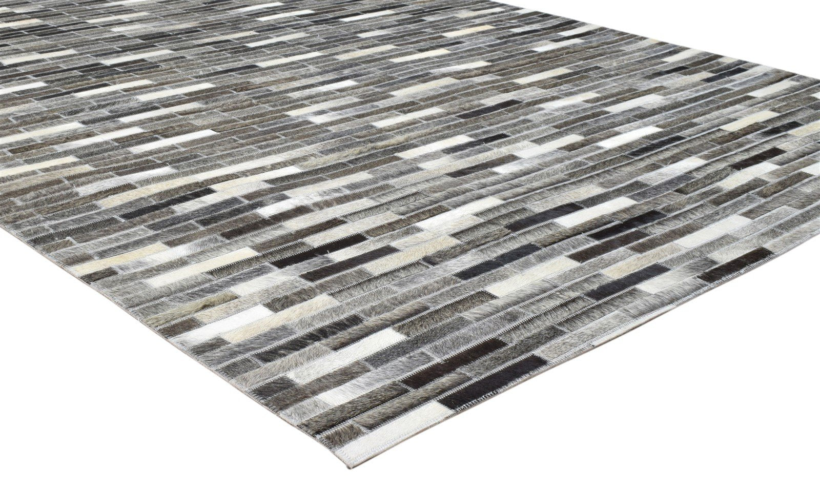 Tova 5X7 Rug Leather Charcoal Modern Hand Woven Scandinavian Striped 7860683538581