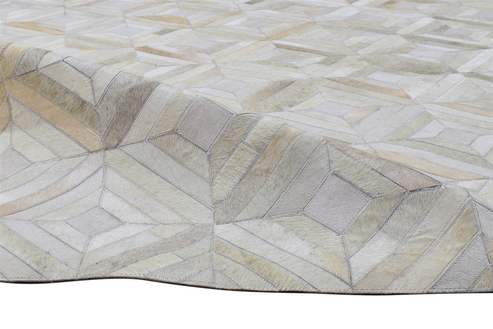 5X7 Rug Leather Sand Modern Hand Woven Scandinavian Geometric Room Size Carpet 7864252530837