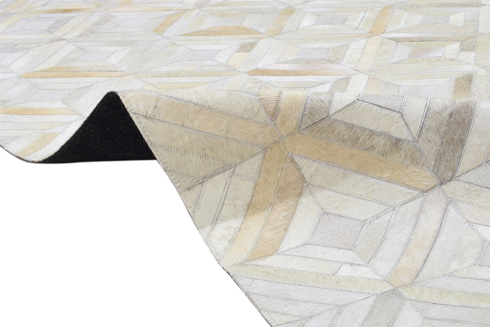 5X7 Rug Leather Sand Modern Hand Woven Scandinavian Geometric Room Size Carpet 7864252530837