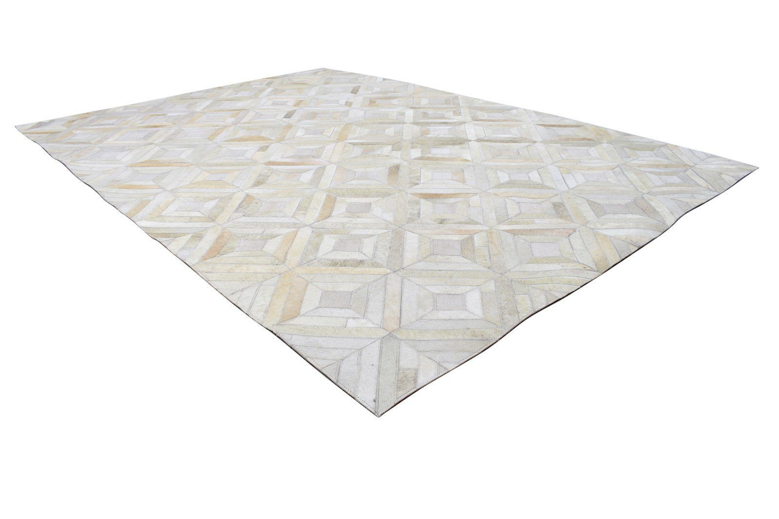 5X7 Rug Leather Sand Modern Hand Woven Scandinavian Geometric Room Size Carpet 7864252530837