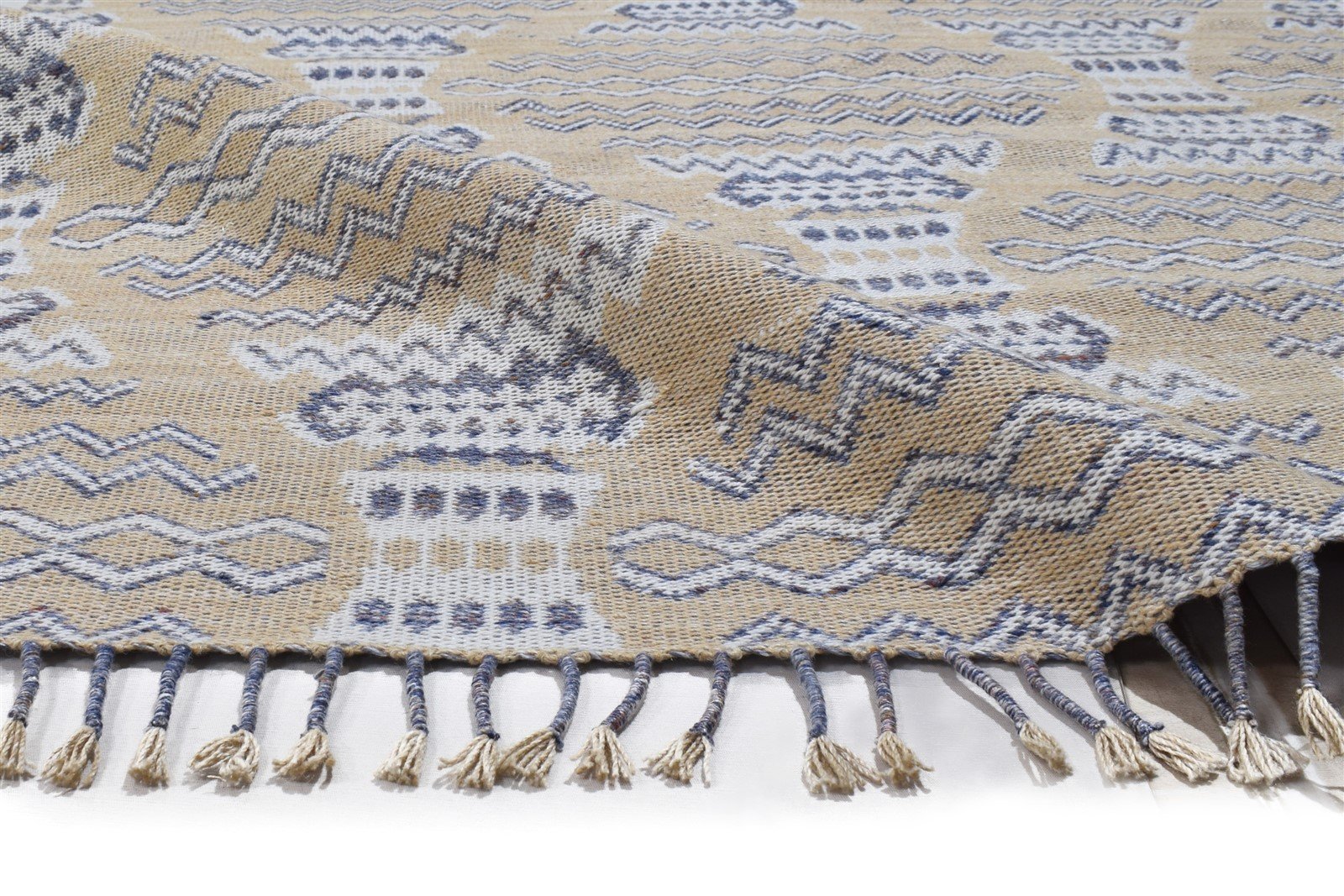 5X7 Rug Pet Yarn Beige Modern Jacquard Loom Moroccan Southwestern Room Size 7864229986453