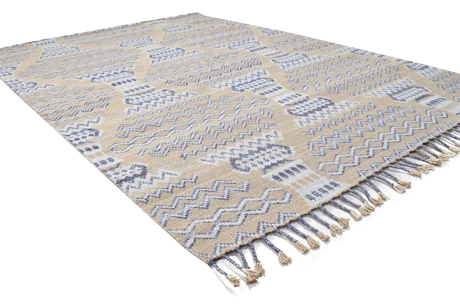 5X7 Rug Pet Yarn Beige Modern Jacquard Loom Moroccan Southwestern Room Size 7864229986453