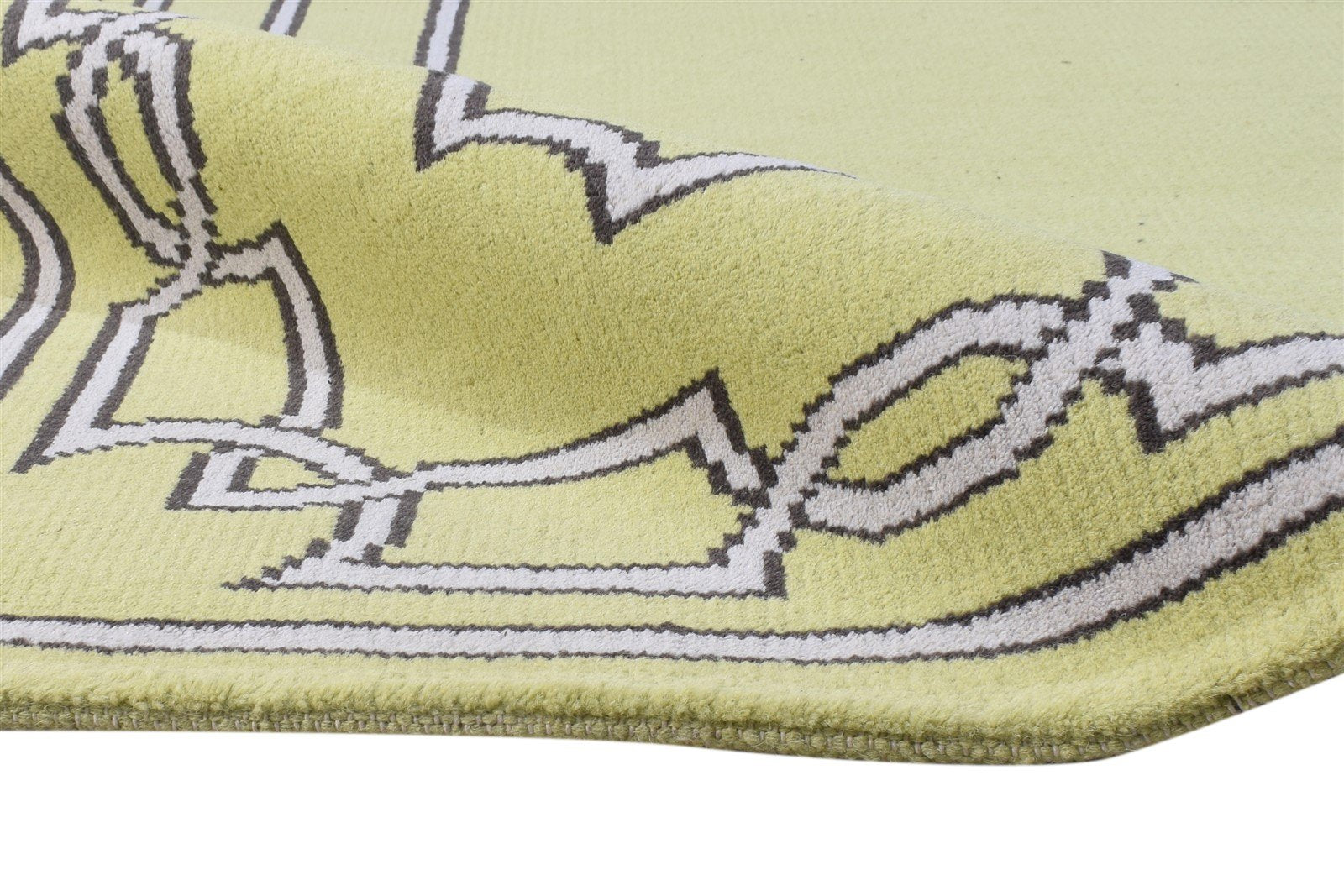 5X7 Rug Wool Green Modern Hand Knotted Scandinavian Bordered Room Size Carpet 7864415387797