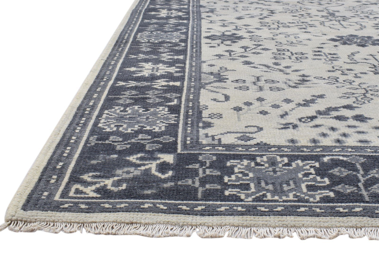 5X7 Rug Wool Grey Persian Hand Knotted Sarouk-Indian Oriental Room Size Carpet 7860689731733