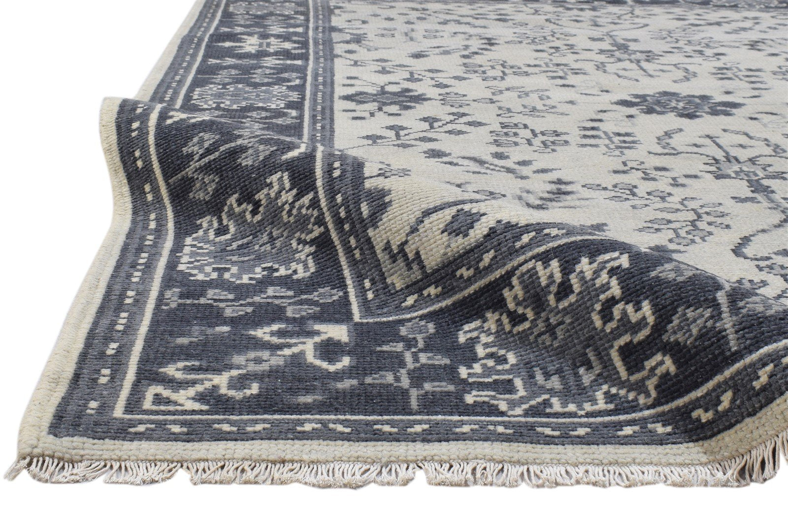 5X7 Rug Wool Grey Persian Hand Knotted Sarouk-Indian Oriental Room Size Carpet 7860689731733