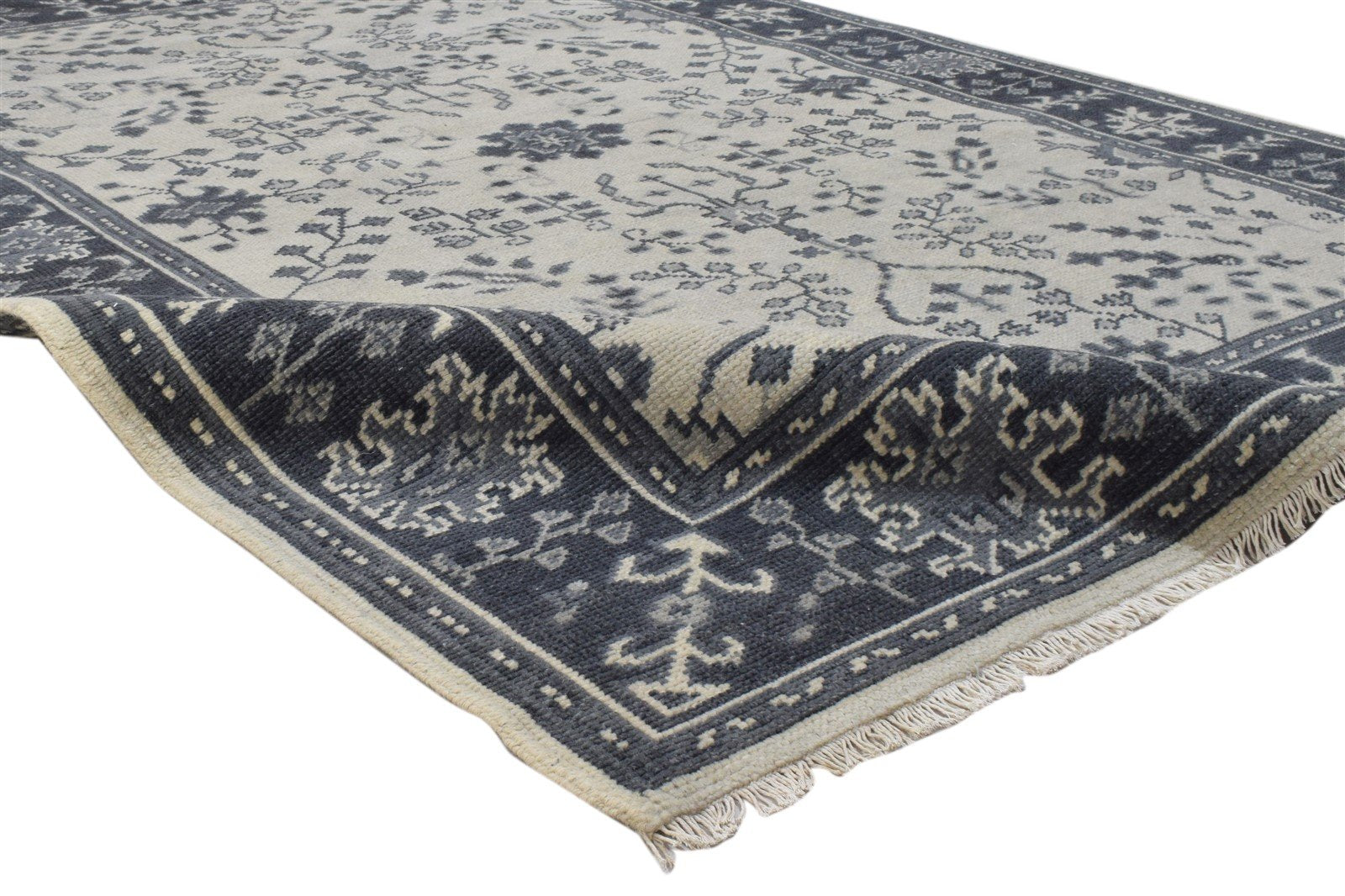 5X7 Rug Wool Grey Persian Hand Knotted Sarouk-Indian Oriental Room Size Carpet 7860689731733