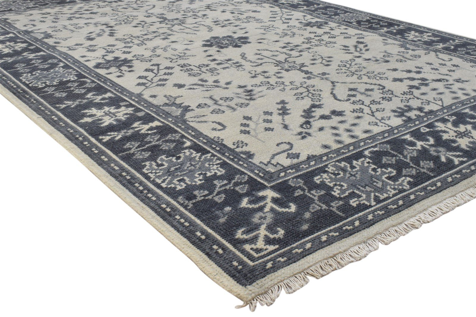 5X7 Rug Wool Grey Persian Hand Knotted Sarouk-Indian Oriental Room Size Carpet 7860689731733