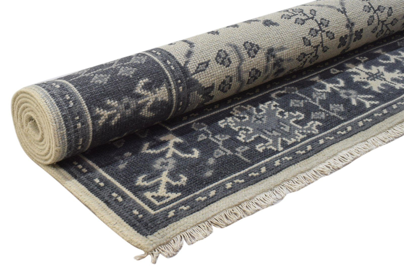 5X7 Rug Wool Grey Persian Hand Knotted Sarouk-Indian Oriental Room Size Carpet 7860689731733