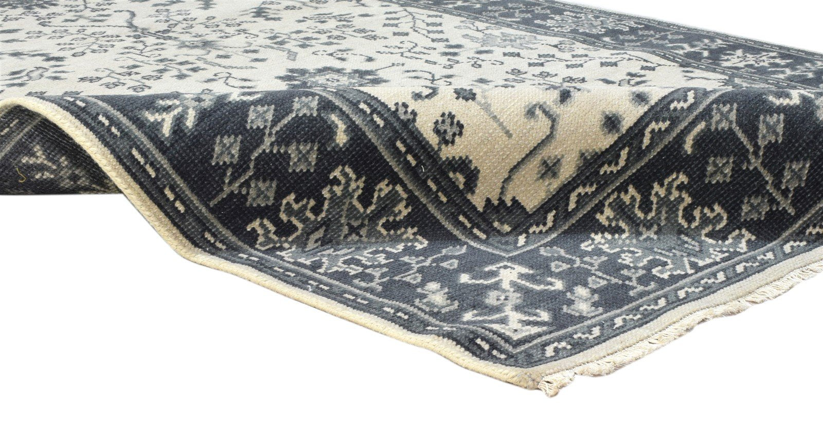 5X7 Rug Wool Ivory Persian Hand Knotted Sarouk-Indian Oriental Room Size Carpet 7864083284117