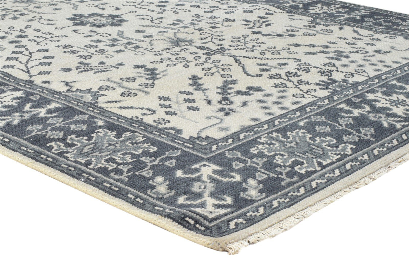 5X7 Rug Wool Ivory Persian Hand Knotted Sarouk-Indian Oriental Room Size Carpet 7864083284117