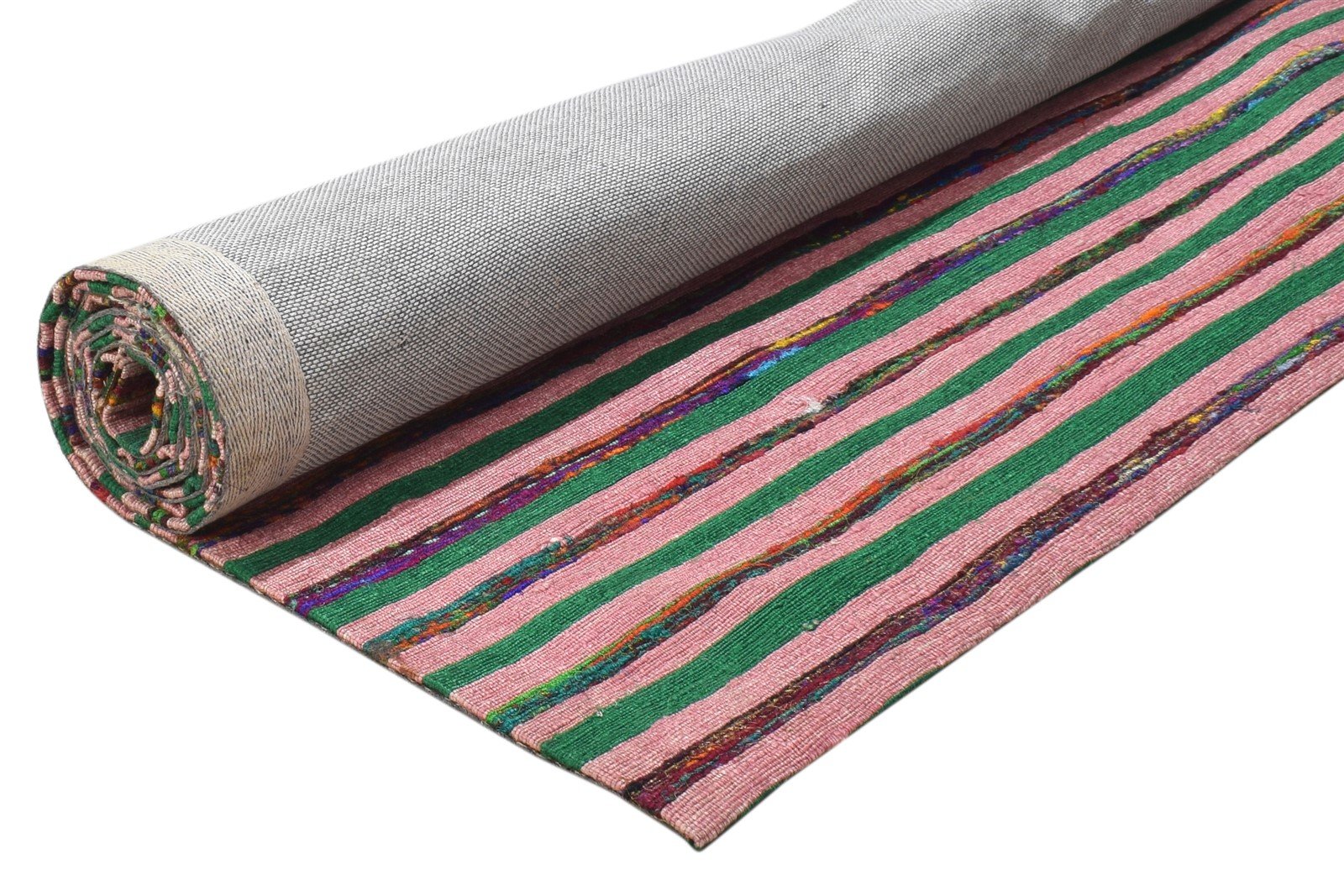 Helenka 5X7 Rug Wool / Silk Pink Modern Jacquard Loom Bohemian Striped 7864178147477