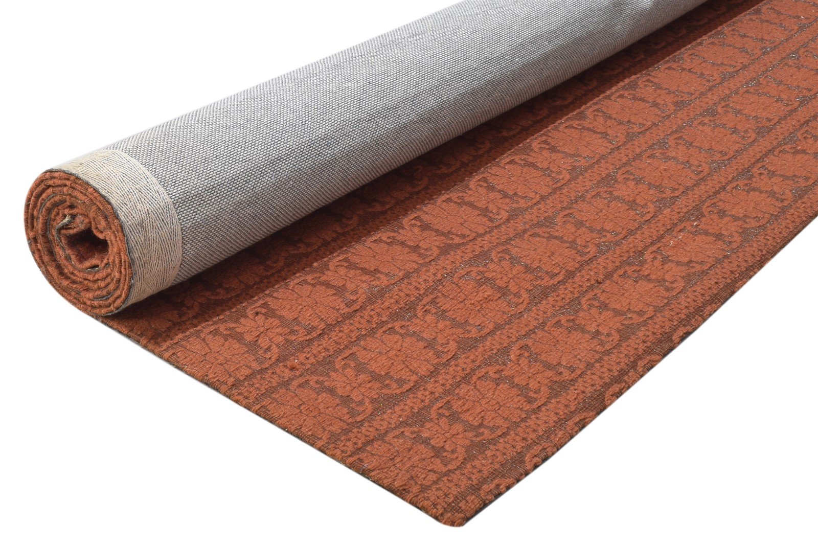 5X7 Rug Wool / Silk Rust Modern Jacquard Loom French Floral Room Size Carpet 7864178802837