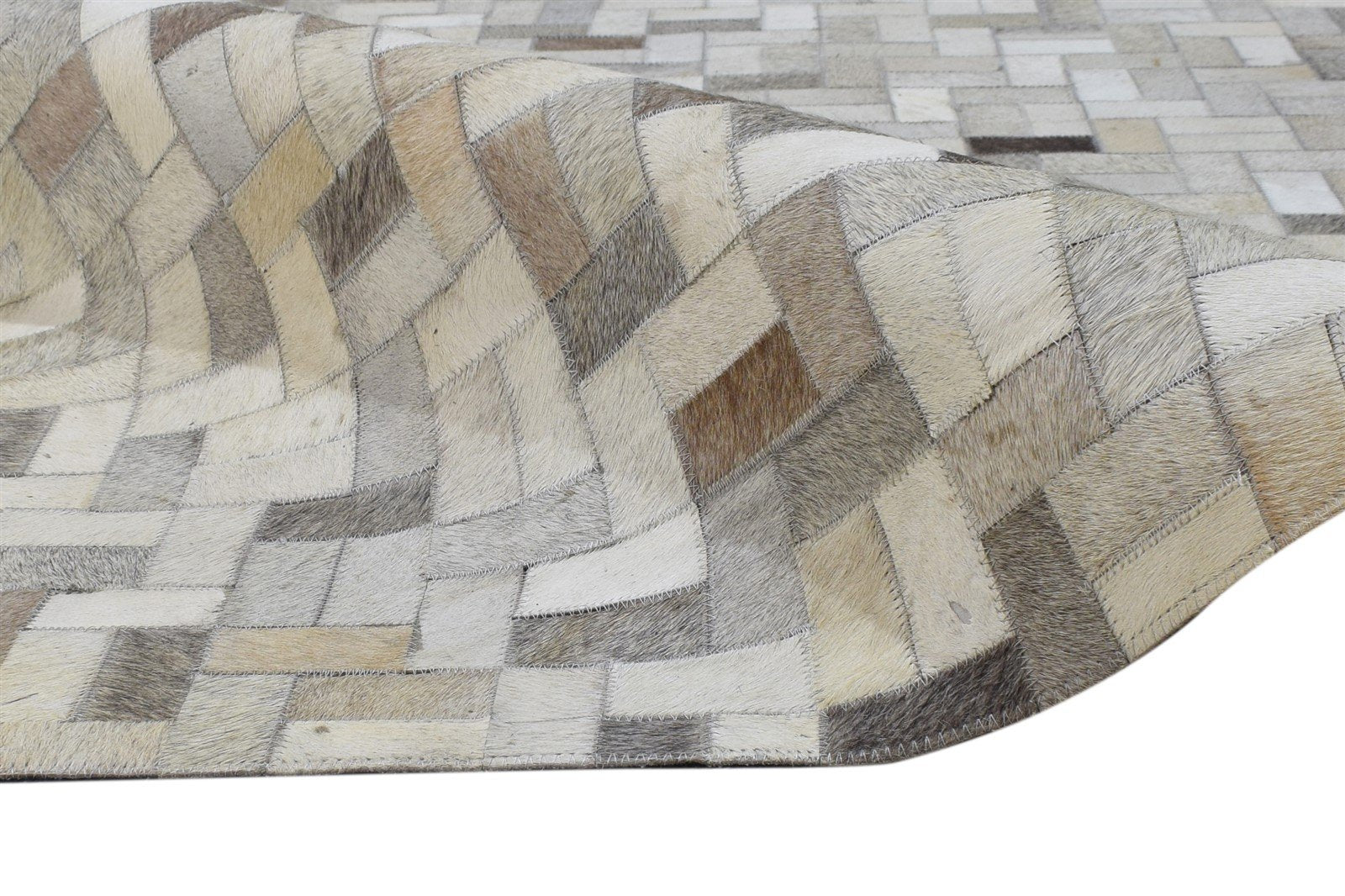 5X8 Rug Leather Beige Modern Hand Woven Scandinavian Geometric Room Size Carpet 7864433115285