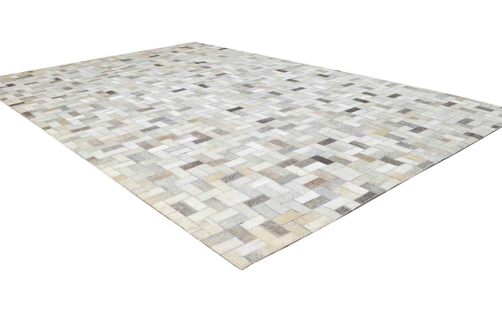 5X8 Rug Leather Beige Modern Hand Woven Scandinavian Geometric Room Size Carpet 7864433115285