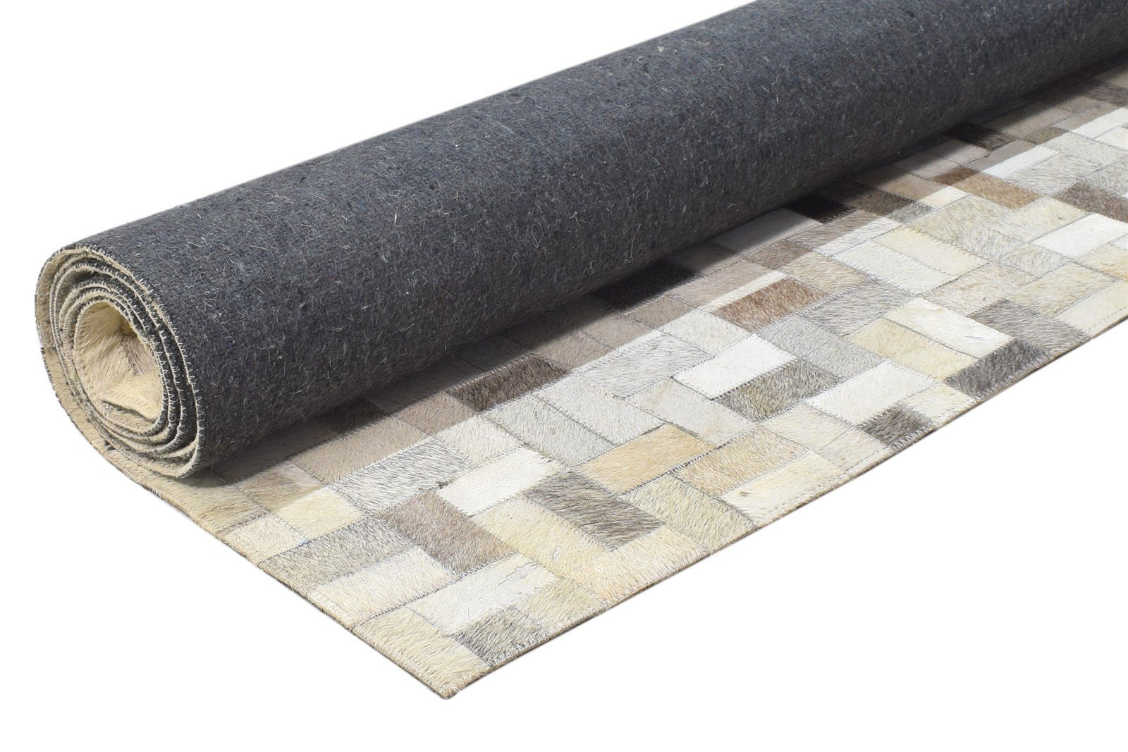 5X8 Rug Leather Beige Modern Hand Woven Scandinavian Geometric Room Size Carpet 7864433115285