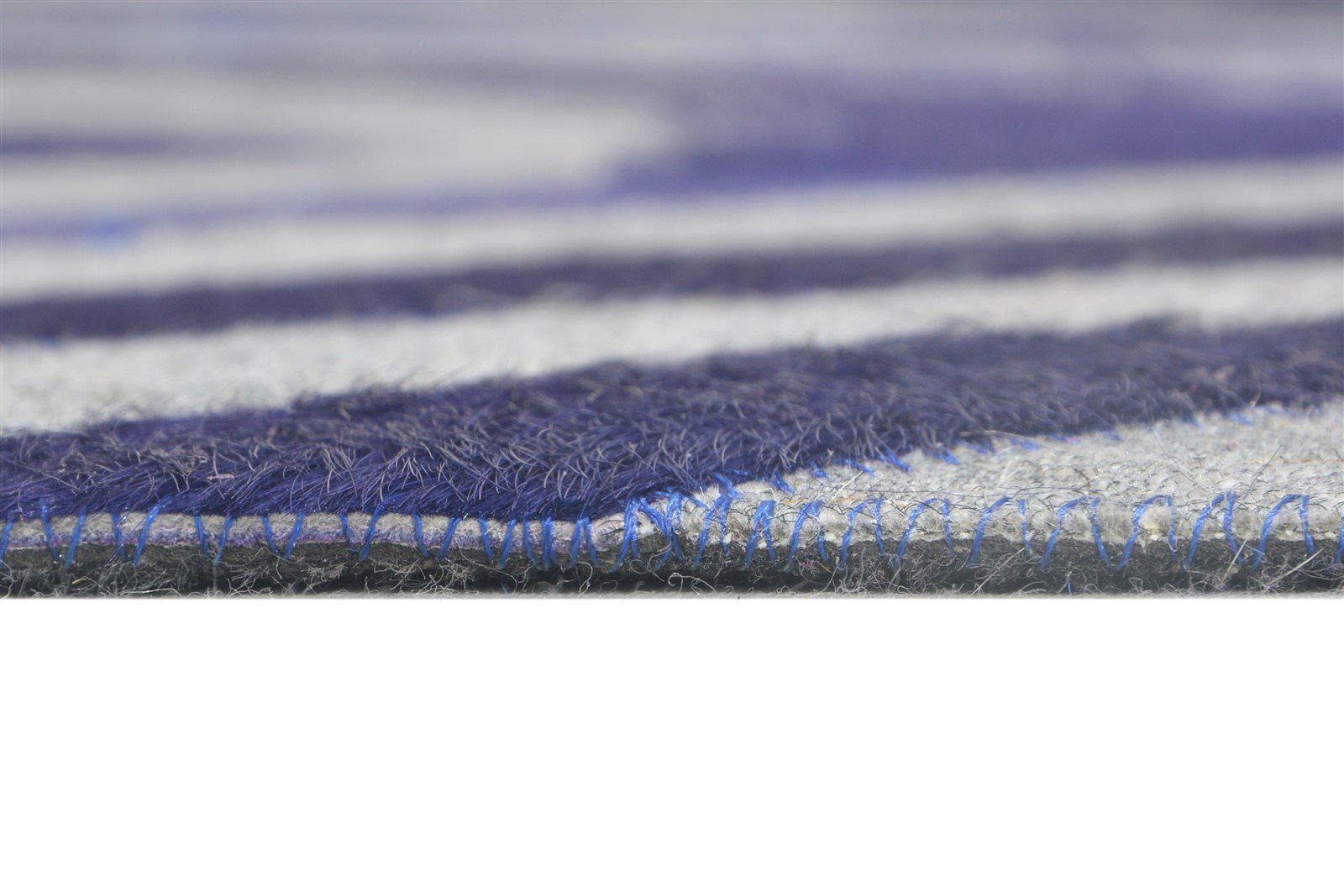 5X8 Rug Leather / Cotton Blue Modern Hand Woven Moroccan Diamond Room Size 7864366530709