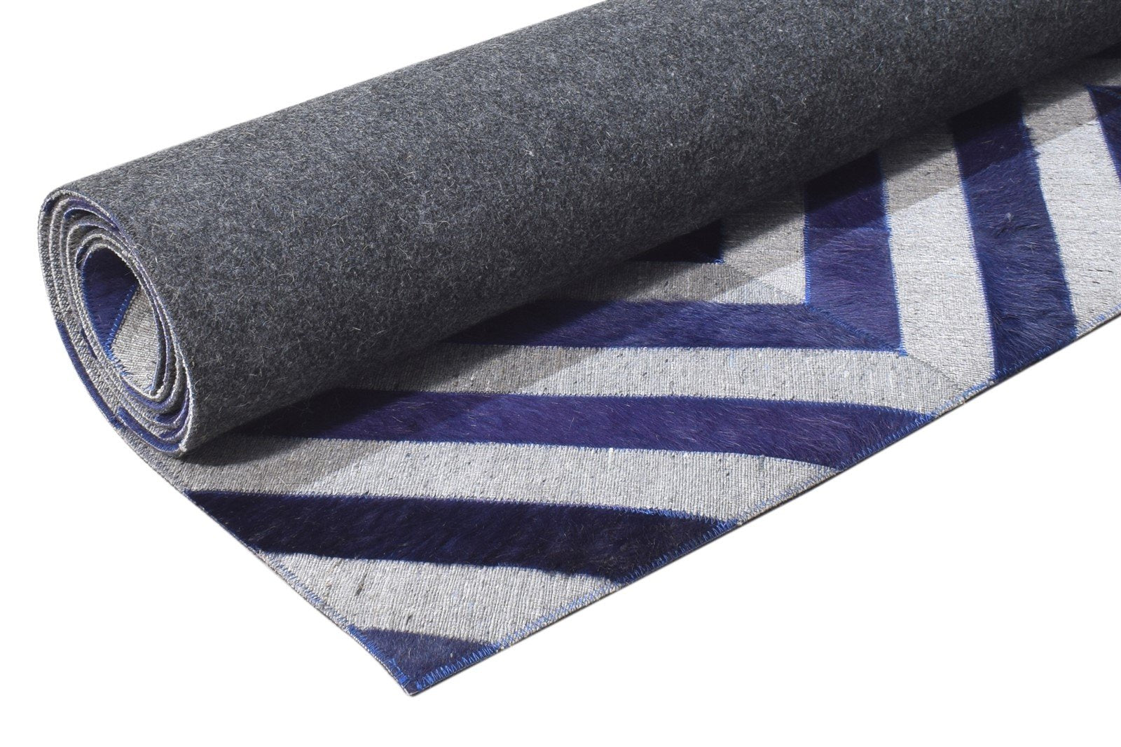 5X8 Rug Leather / Cotton Blue Modern Hand Woven Moroccan Diamond Room Size 7864366530709