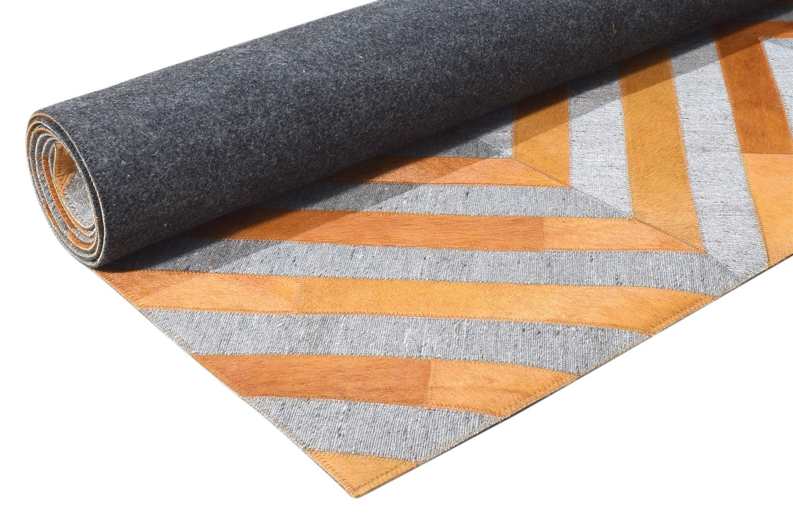 5X8 Rug Leather / Cotton Gold Modern Hand Woven Moroccan Diamond Room Size 7864367546517