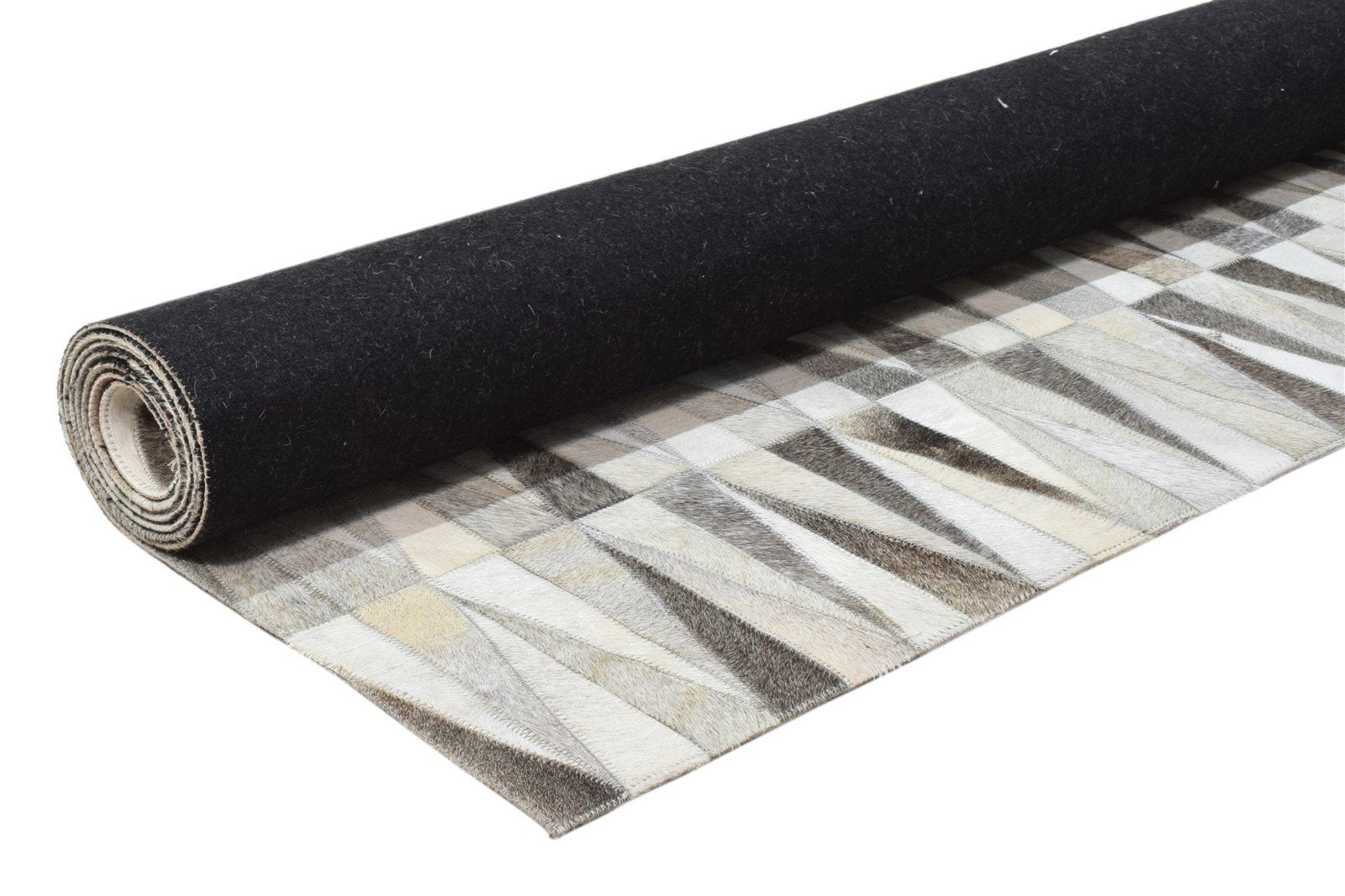 5X8 Rug Leather Grey Modern Hand Woven Scandinavian Triangles Room Size Carpet 7860683341973