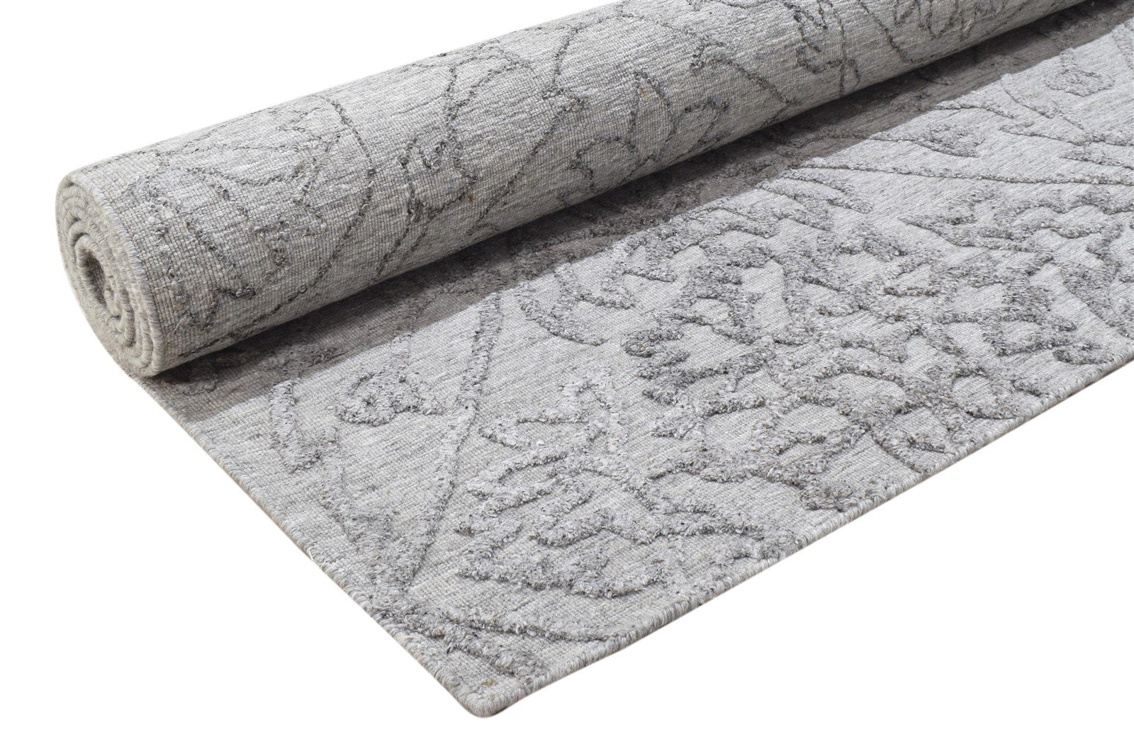 5X8 Rug Polypropylene Grey Modern Handloom Scandinavian Floral Room Size Carpet 7864156061845
