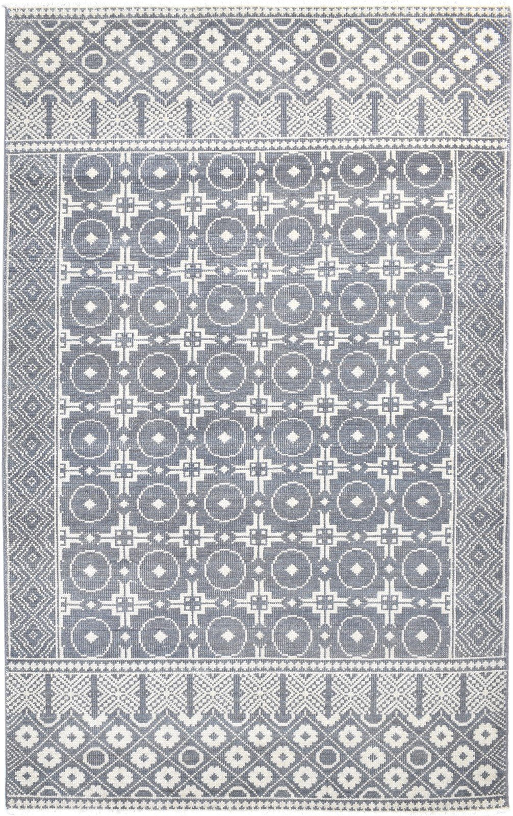5X8 Rug Wool Charcoal Modern Hand Knotted Scandinavian Circles Room Size Carpet 7860677574805