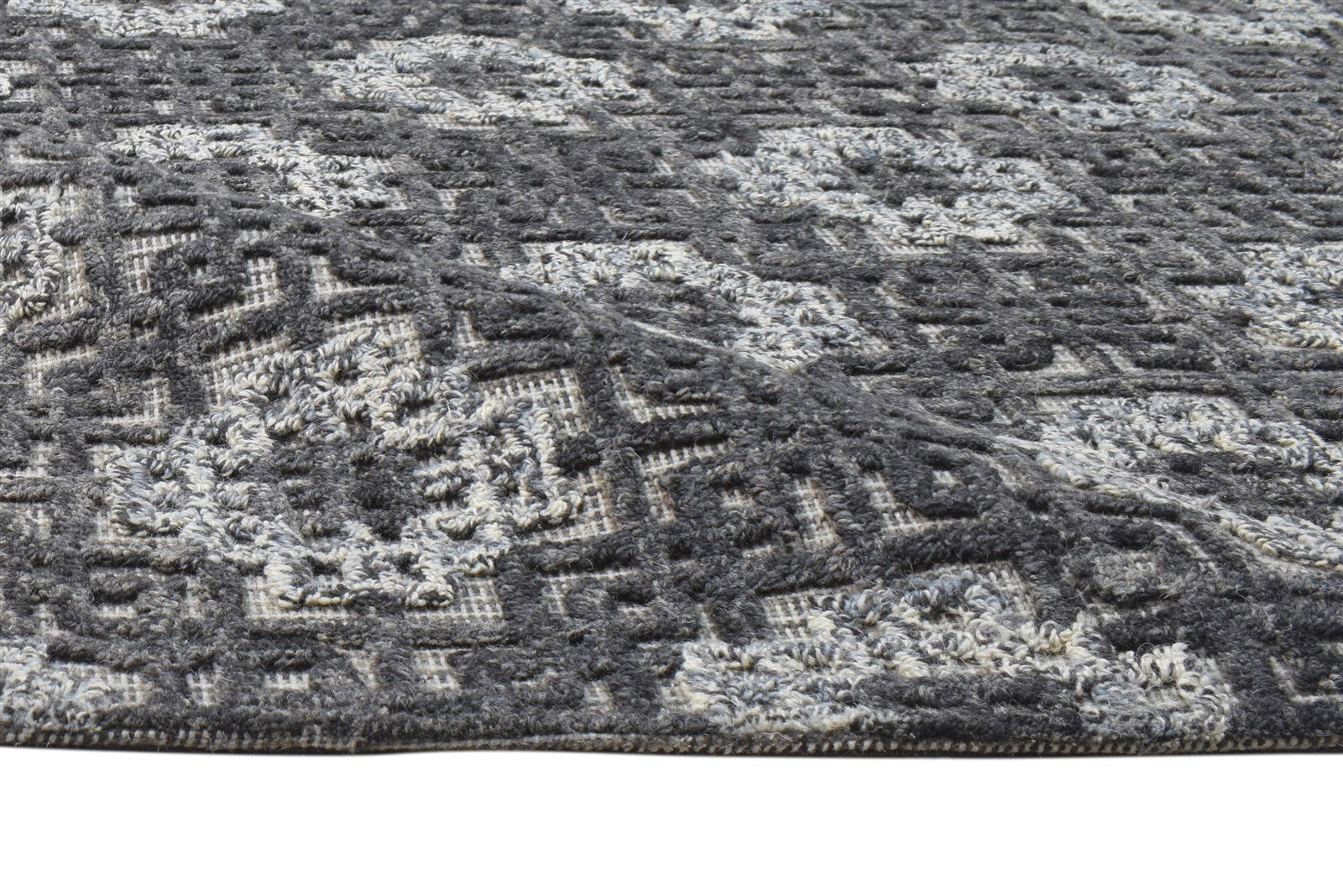 5X8 Rug Wool Charcoal Modern Hand Tufted Scandinavian Geometric Room Size Carpet 7864093114517