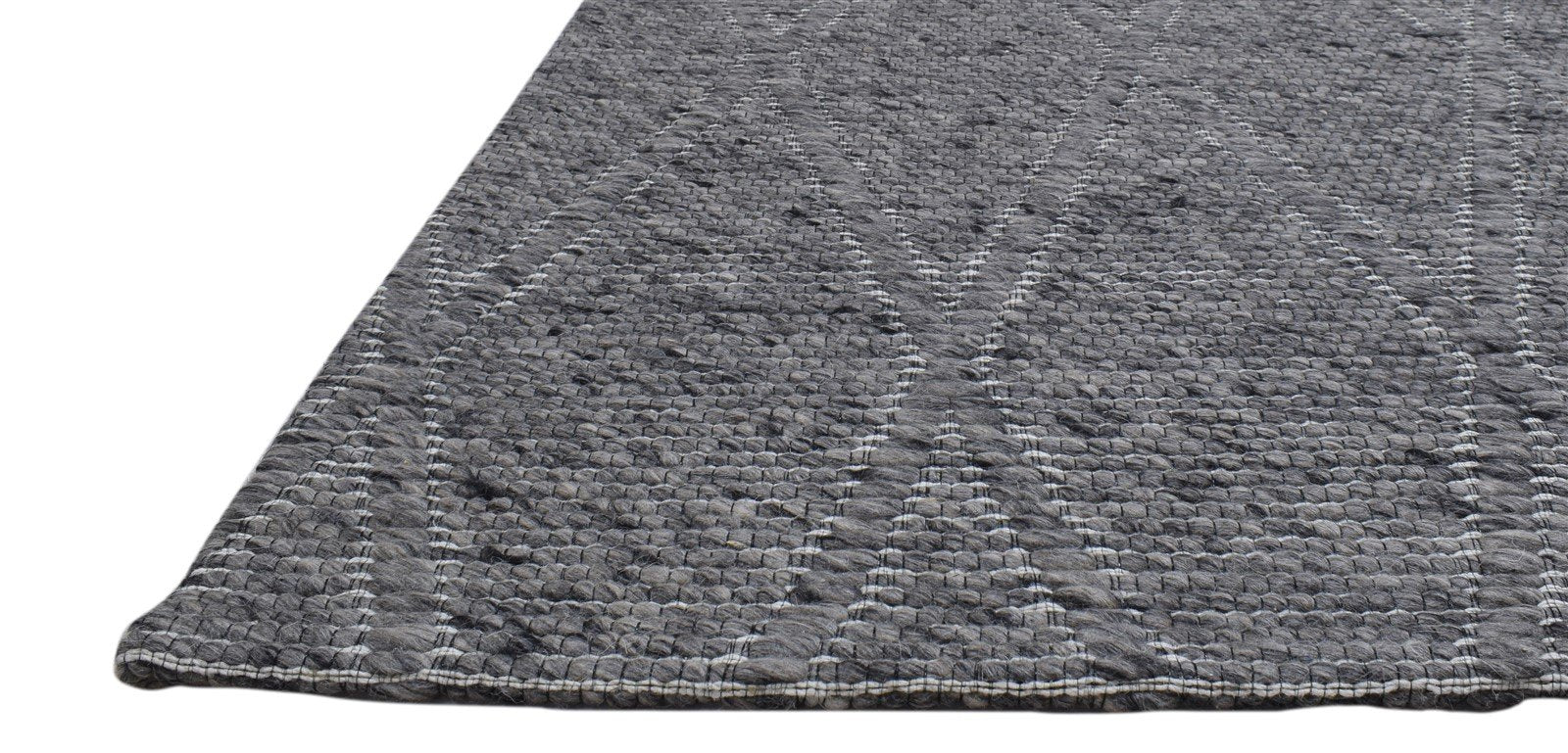 5X8 Rug Wool Charcoal Modern Hand Woven Scandinavian Diamond Room Size Carpet 7860679704725