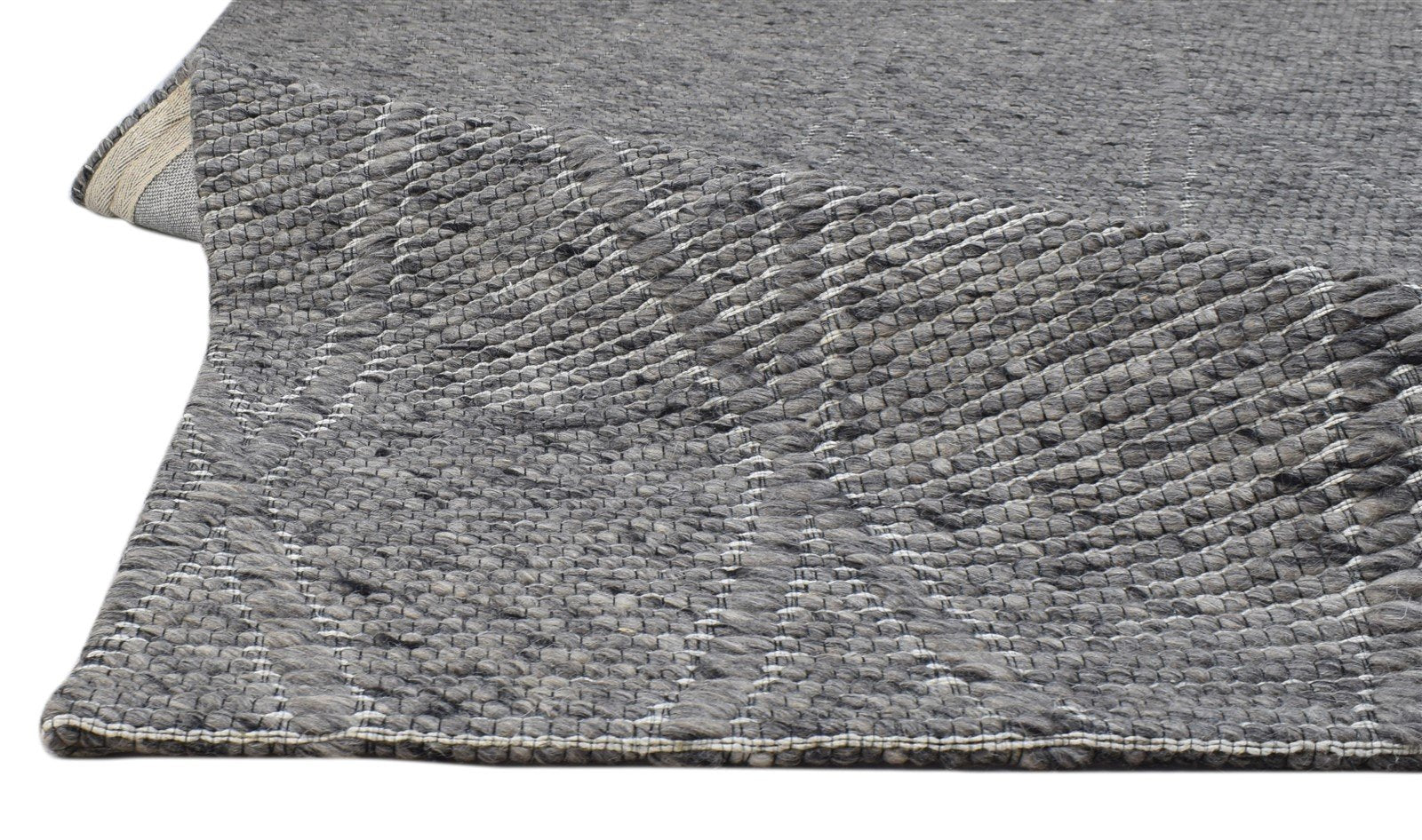 5X8 Rug Wool Charcoal Modern Hand Woven Scandinavian Diamond Room Size Carpet 7860679704725