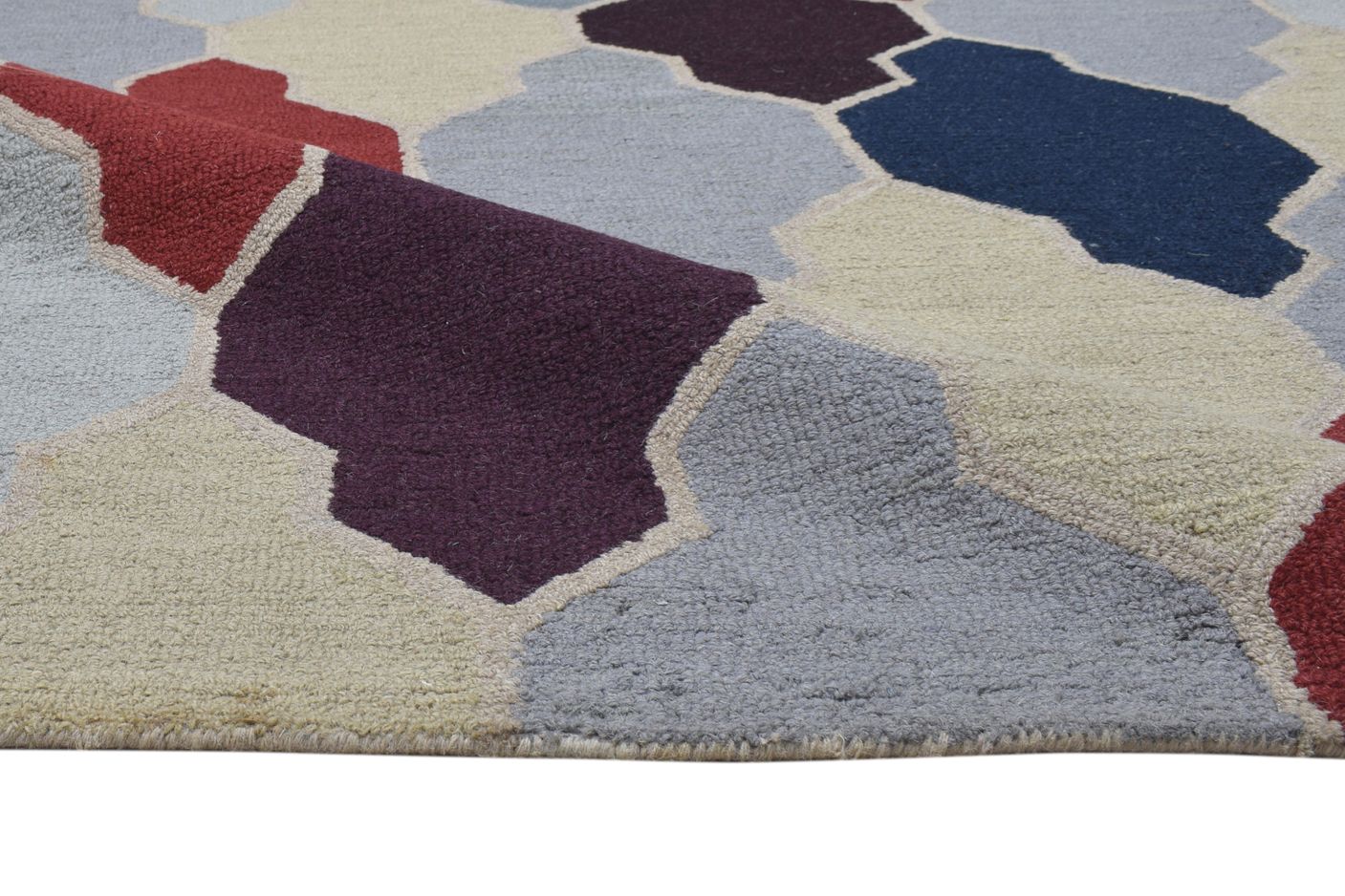 5X8 Rug Wool Colorful Modern Hand Tufted Scandinavian Diamond Room Size Carpet 7864095670421