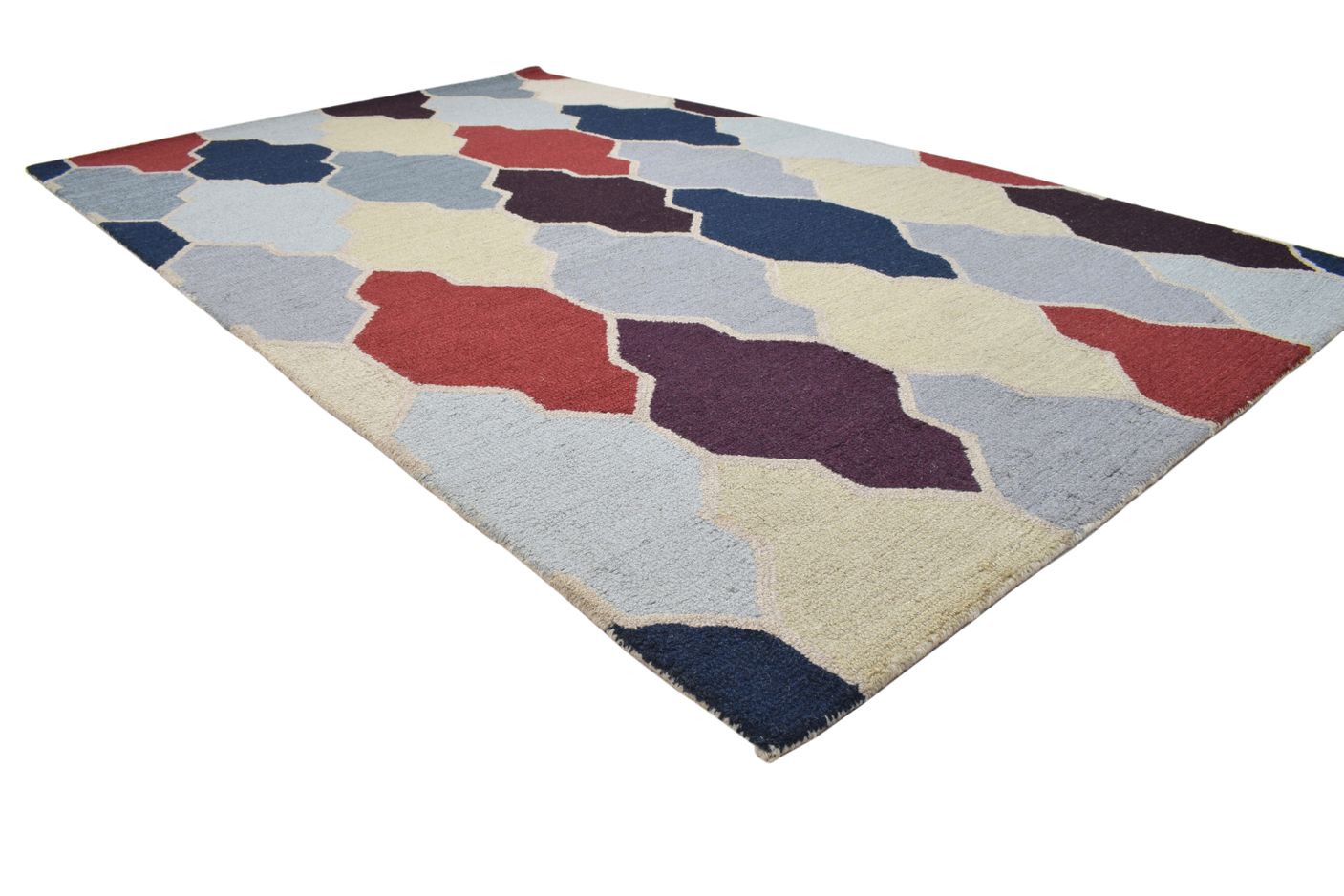 5X8 Rug Wool Colorful Modern Hand Tufted Scandinavian Diamond Room Size Carpet 7864095670421